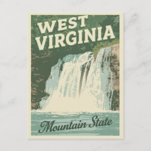 West Virginia Wasserfall Vintage Reise Postkarte