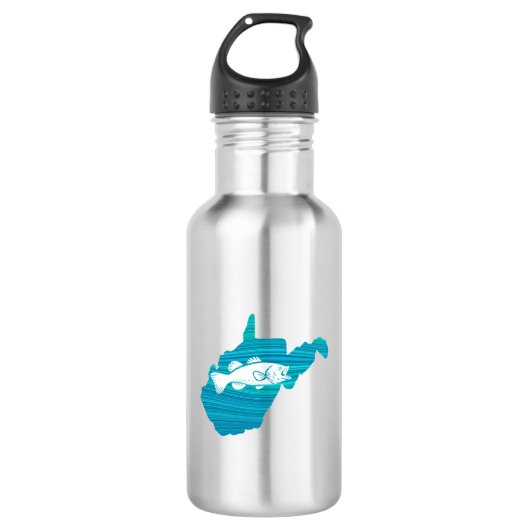 West Virginia Wave Fishing Edelstahlflasche (Vorderseite)