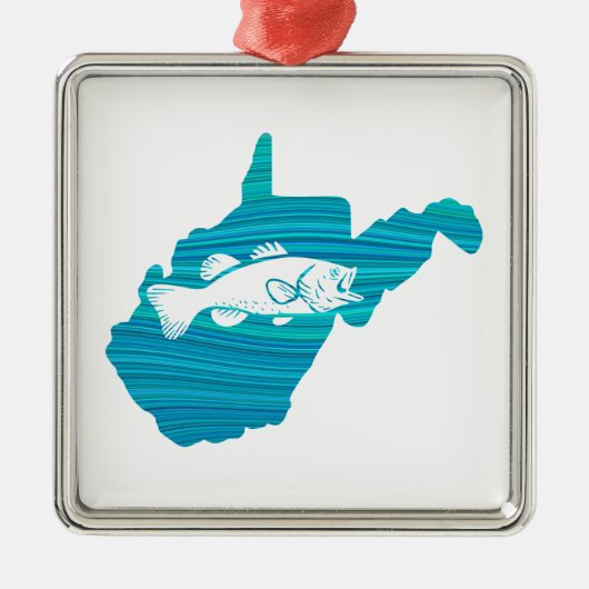 West Virginia Wave Fishing Ornament Aus Metall (Vorne)