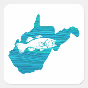 West Virginia Wave Fishing Quadratischer Aufkleber