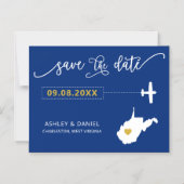 West Virginia Wedding Save the Date Card, Map Magneteinladung (Vorderseite)