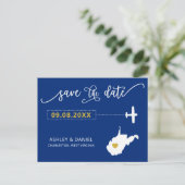 West Virginia Wedding Save the Date Map Postcard Postkarte (Stehend Vorderseite)