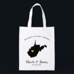 West Virginia Wedding Welcome Bag Black, Gold Tasc Wiederverwendbare Einkaufstasche<br><div class="desc">Füllen Sie diese Begrüßungstasche mit Lieblingsgerichten für Ihre Gäste aus,  wenn sie in West Virginia ankommen!</div>