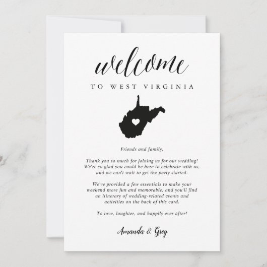 West Virginia Wedding Welcome Letter & Itinerary (Vorderseite)