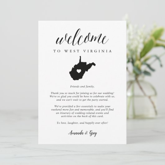 West Virginia Wedding Welcome Letter & Itinerary (Stehend Vorderseite)