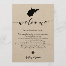 West Virginia Wedding Welcome Letter & Itinerary Programm