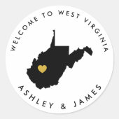 West Virginia Wedding Welcome Sticker Tag, Gold (Vorderseite)