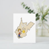 West Virginia WV Karte mit Glasbläschen Cartoon (Stehend Vorderseite)