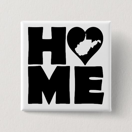 West Virginia Zuhause Heart Staat Button Abzeichen (Vorderseite)