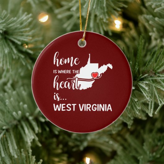 West Virginia Zuhause ist das Herz Keramik Ornament (Baum)