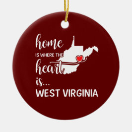 West Virginia Zuhause ist das Herz Keramik Ornament