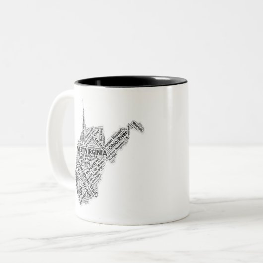West- VirginiaStaats-Wort-Wolke Zweifarbige Tasse (Vorderseite Links)