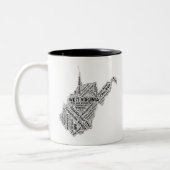 West- VirginiaStaats-Wort-Wolke Zweifarbige Tasse (Links)