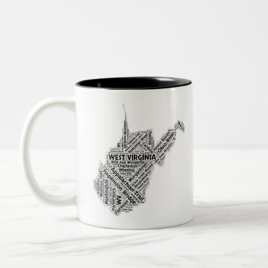 West- VirginiaStaats-Wort-Wolke Zweifarbige Tasse (Links)