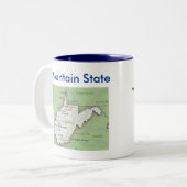 West Virginiasymbole u. -karte Zweifarbige Tasse (Vorderseite Links)