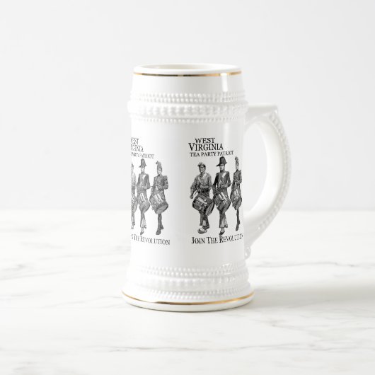WEST- VIRGINIAtee-PARTY-BIER STEIN Bierglas (VorderseiteRechts)
