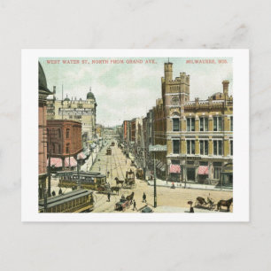 West Water St., Milwaukee, Wisconsin 1908 Vintage Postkarte