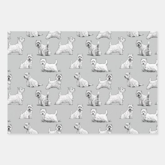 West White Terrier Wrapping Paper Sheets Geschenkpapier Set (Vorderseite)