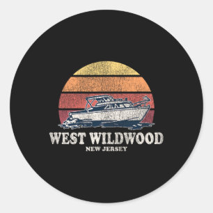 West Wildwood Nj Vintag Bootfahren 70er Retro Boat Runder Aufkleber