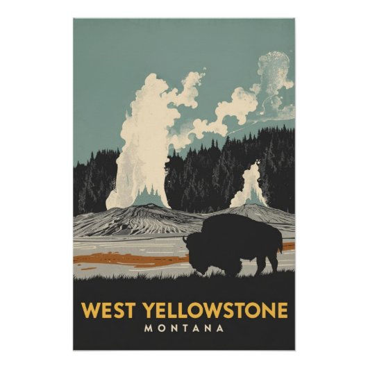 West Yellowstone Montana Bison Poster (Vorderseite)