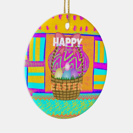 Westafrikanischer Inspirierter Osterkorb Keramik Ornament (Rechts)