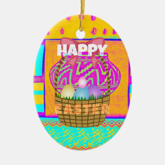 Westafrikanischer Inspirierter Osterkorb Keramikornament (Vorne)