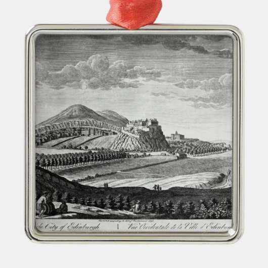 Westansicht der Stadt von Edinburgh, 1753 Silbernes Ornament (Vorne)