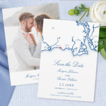 Westbrook CT Map Elegant Navy Blue Wedding