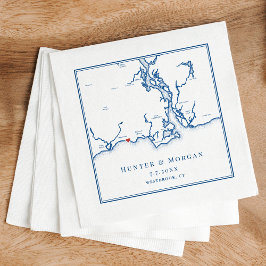 Westbrook CT Map Elegant Navy Blue Wedding Serviette