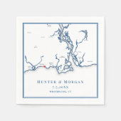 Westbrook CT Map Elegant Navy Blue Wedding Serviette (Vorderseite)