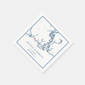 Westbrook CT Map Elegant Navy Blue Wedding Serviette (Ecke)