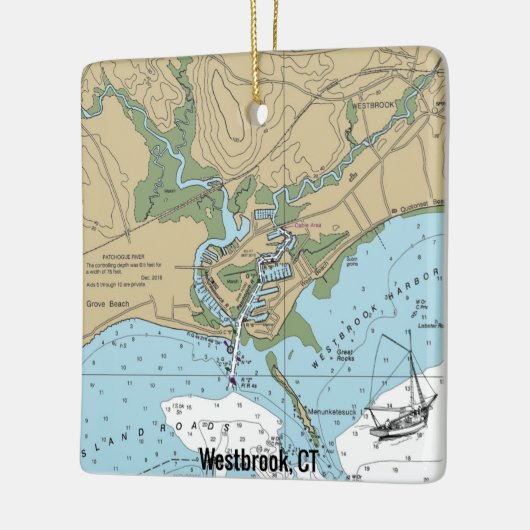 Westbrook CT Nautic Chart Keramikornament (Links)