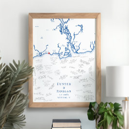 Westbrook Wedding Elegant Navy Gästebuchplakat Poster