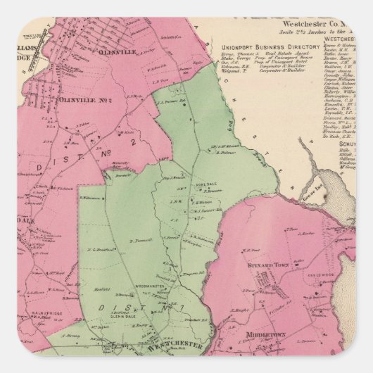 Westchester, NY Quadratischer Aufkleber (Vorderseite)