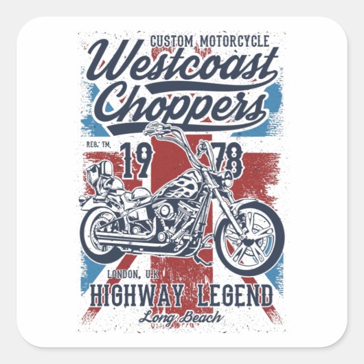 Westcoast Choppers Quadratischer Aufkleber (Vorderseite)