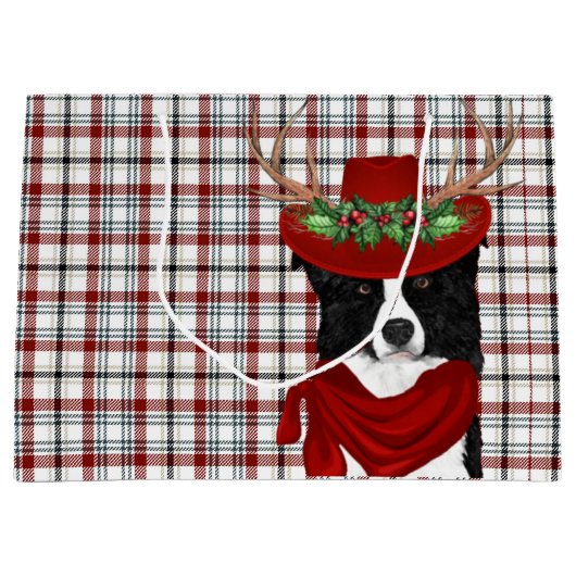 Wester Kariert und Border Collie Dog Lover Holiday Große Geschenktüte (Vorderseite)