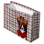 Wester Kariert und Border Collie Dog Lover Holiday Große Geschenktüte (Vorderseite Schrägansicht)