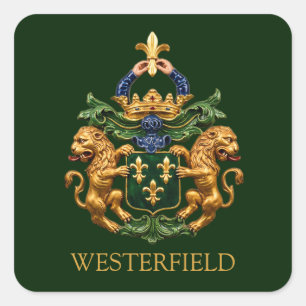 Westerfield niederländisches Familienwappen. Quadratischer Aufkleber