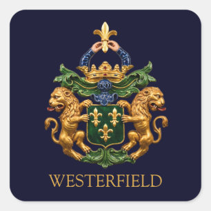 Westerfield niederländisches Familienwappen. Quadratischer Aufkleber
