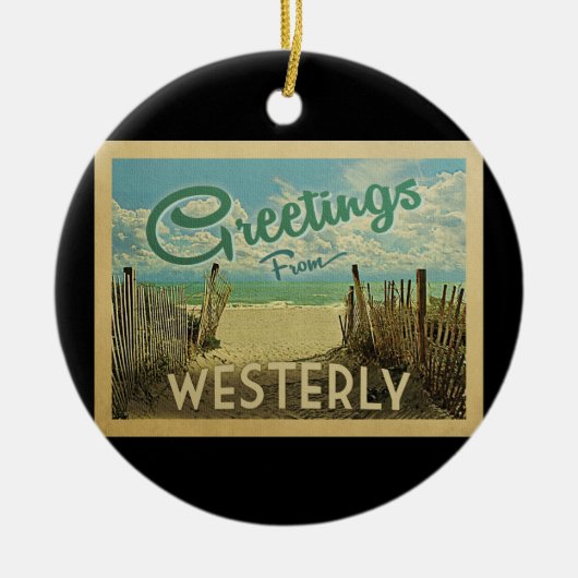 Westerly Beach Vintage Travel Keramik Ornament (Vorne)