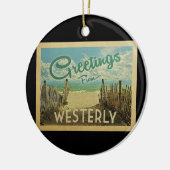 Westerly Beach Vintage Travel Keramik Ornament (Links)