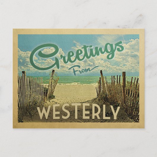 Westerly Beach Vintage Travel Postkarte (Vorderseite)
