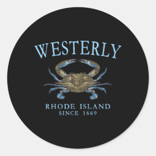 Westerly Rhode Island Crab Town Seit 1669 Cyan Runder Aufkleber