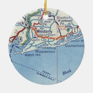Westerly RI Vintag Map" Keramik Ornament