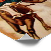Western 101 Ranch Vintage Poster Steer Wrestler (Ecke)