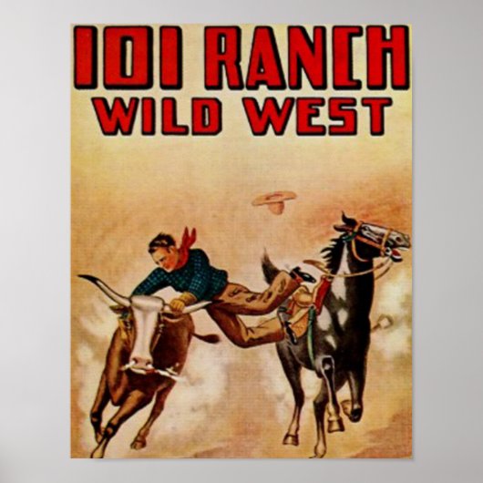Western 101 Ranch Vintage Poster Steer Wrestler (Vorne)