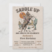 Western 1. Geburtstag Party satteln Einladung (Vorderseite)