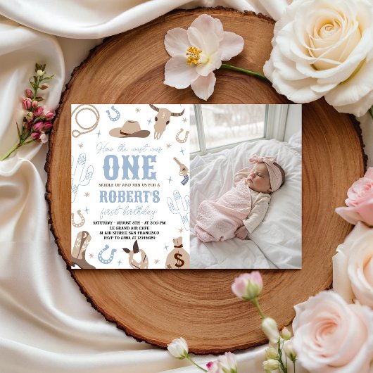 Western 1st Birthday Photo Invitation Einladung