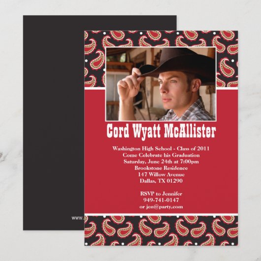 Western Abschluss Einladung (Vorne/Hinten)