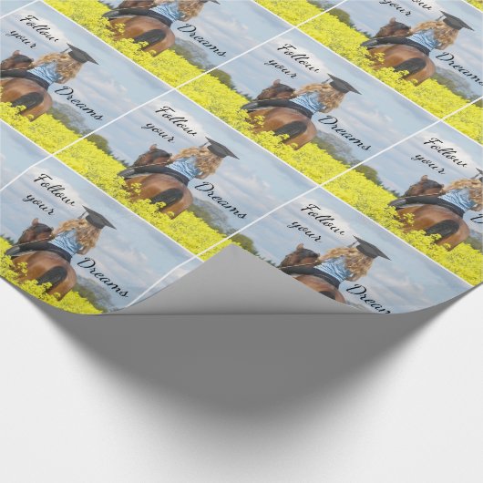 Western Abschluss Girl on Horse Geschenkpapier (Ecke)
